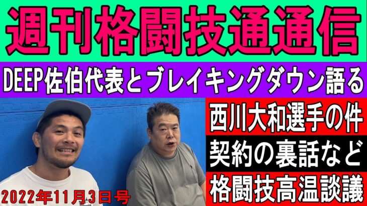 11月月3日週刊格闘技通通信　佐伯さん出演！○RIZIN名古屋大会の話○DEEP110の3大タイトルマッチ！など何でも知ってる佐伯さんに聞いてきます